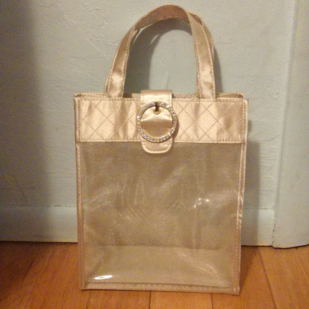 Small Plastic Tote Bag with Rhinestone Accent